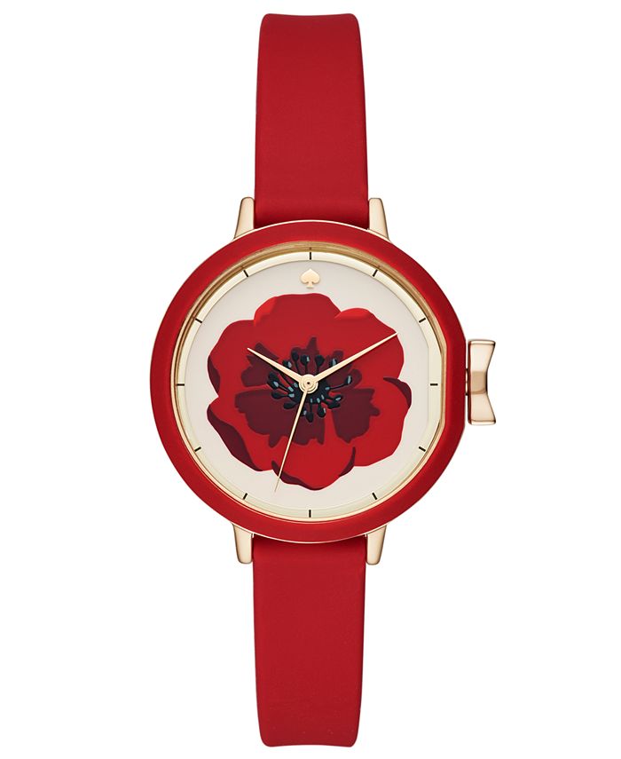 kate spade new york Women's Park Row Red Silicone Strap Watch 34mm - Macy's