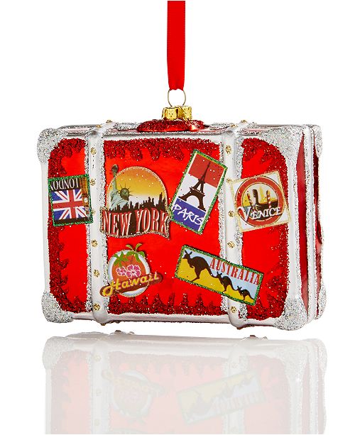 Holiday Lane Glass World Traveler Suitcase Ornament, Created for Macy&#39;s - Christmas Ornaments ...