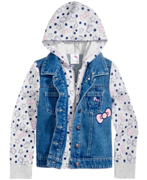 image of Hello Kitty Little Girls Denim Hooded Jacket
