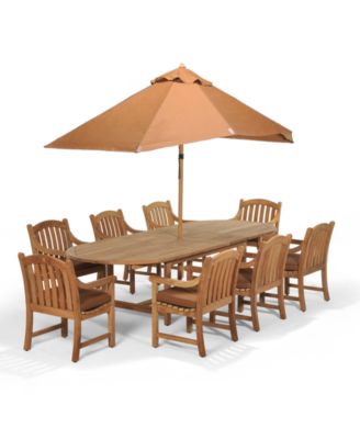 Bristol Outdoor Teak 9-Pc. Dining Set (118 x 47 Dining Table and 8 Dining Chairs),  Created for Macy's 
