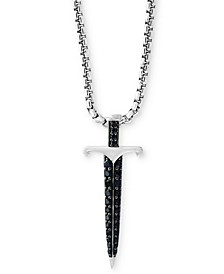 EFFY® Men's Black Sapphire Sword Pendant Necklace (3/4 ct. t.w.) in Sterling Silver