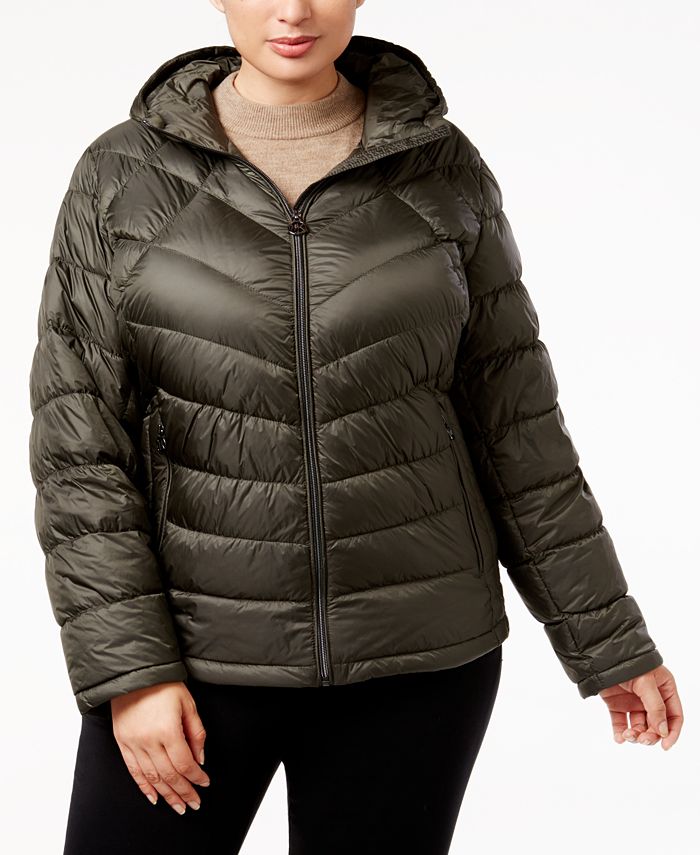 Michael Kors Plus Size Chevron Packable Puffer Coat & Reviews - Coats ...