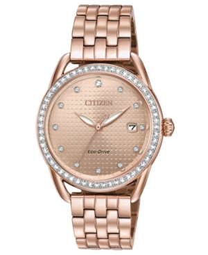 image of Citizen Drive from Citizen Eco-Drive Women-s Pink Gold-Tone Stainless Steel Bracelet Watch 37mm