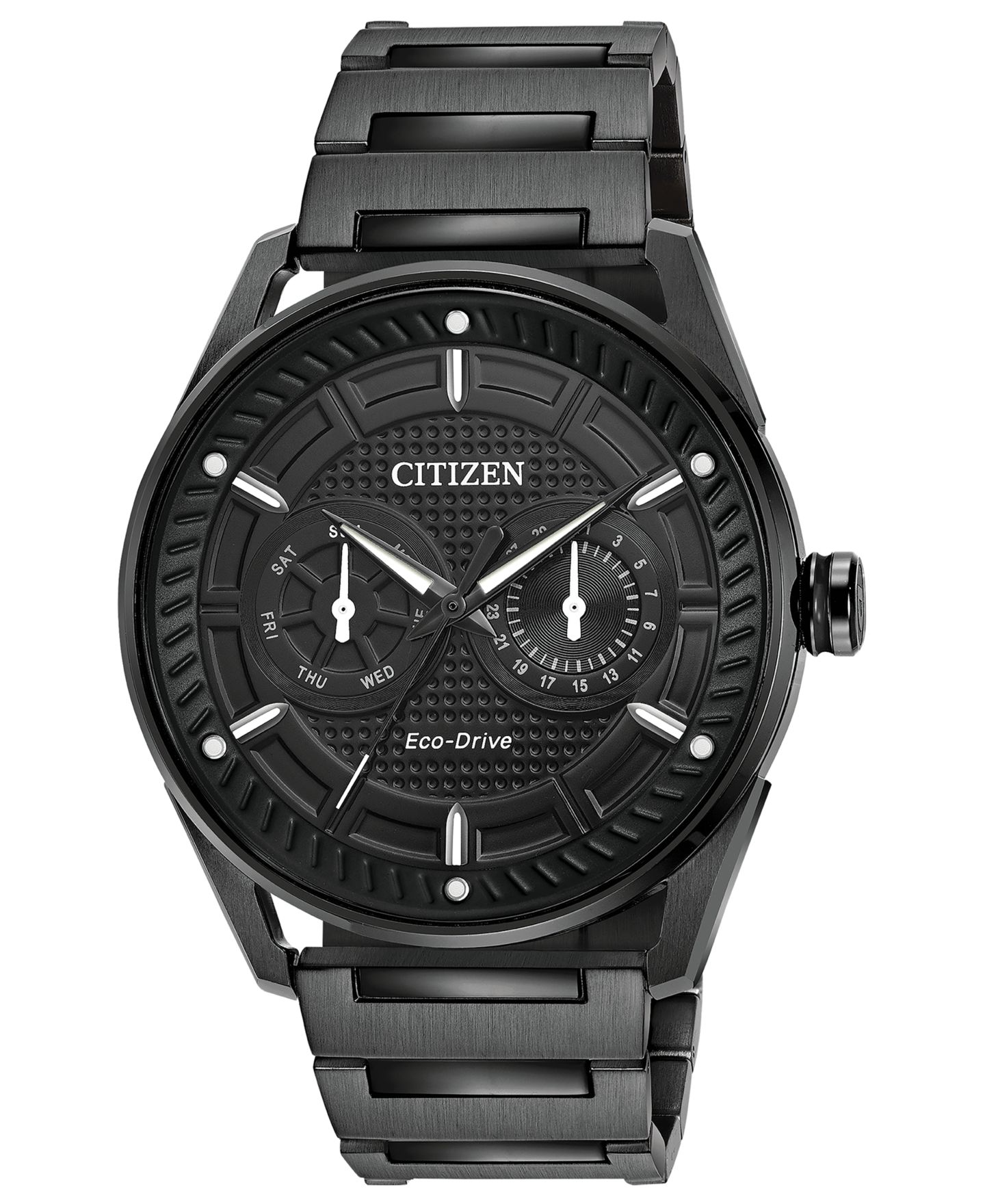 Мужские часы Drive from Citizen Eco-Drive Black Stainless Steel Bracelet Watch 42mm — фото 1