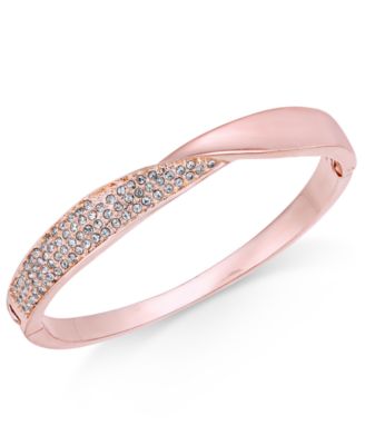 Photo 1 of Charter Club Rose Gold-Tone Pavé Twist Hinged Bangle Bracelet,