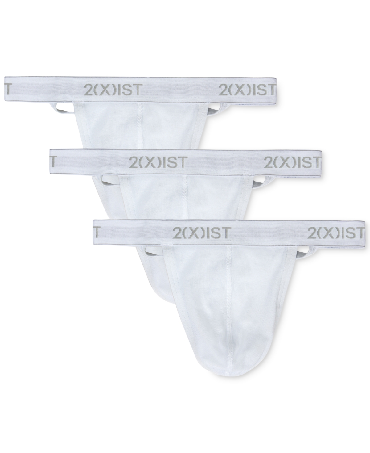2(x)ist Men's 3-Pk. Cotton Essential Y-Back Thongs - Black/ Charcoal Heather/ Poppy Red