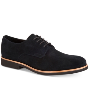 Calvin Klein Men's Faustino Black Oily Suede Oxfords - Web ID: 4954832