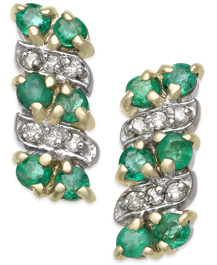 Macy's Emerald (1/2 ct. t.w.) & Diamond Accent Drop Earrings in 14k