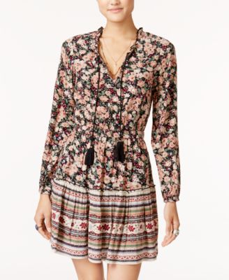 American Rag - Juniors' Ruffled Mixed-Print Dress