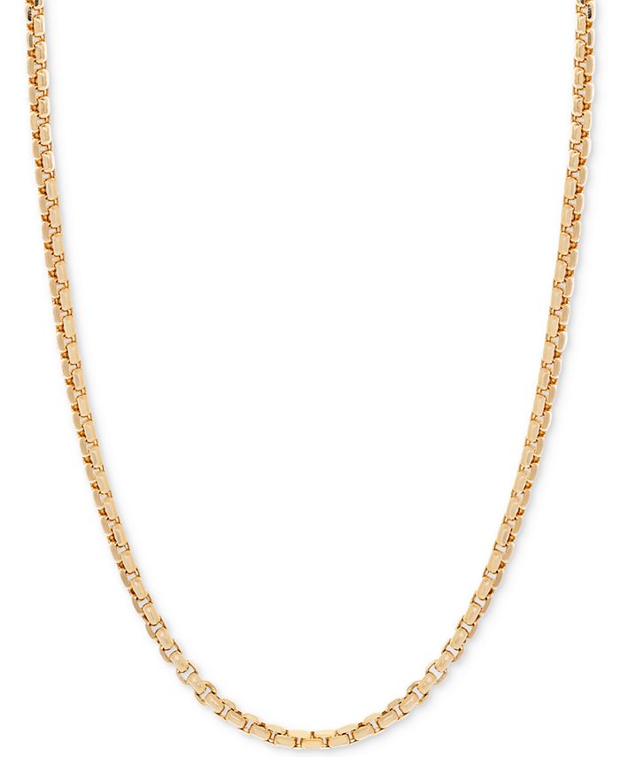 Italian Gold - Round Box Link Chain Necklace in 14k Gold