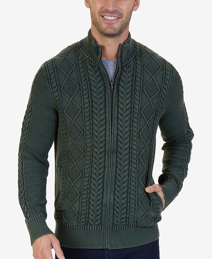 Nautica Men's Cotton Cable-Knit Zip Sweater - Macy's