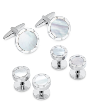 image of Sutton by Rhona Sutton Stainless Steel Mother-of-Pearl Stone 2-Pc. Set Cuff Links