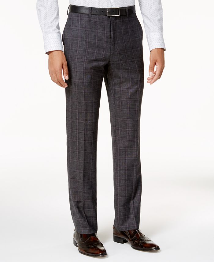 Tallia Men's Slim-Fit Charcoal & Purple Plaid Suit & Reviews - Suits ...