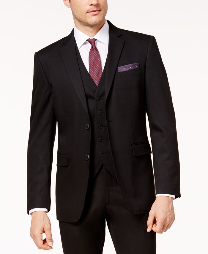 Perry Ellis Men's Slim-Fit Black Vested Stretch Suit - Macy's