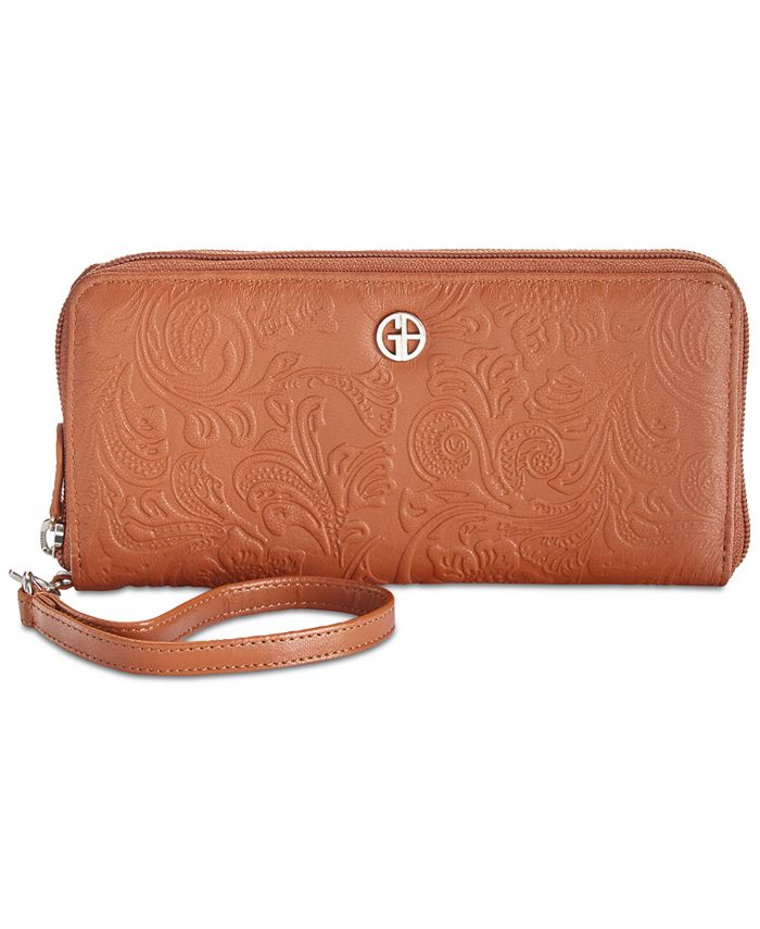 Giani Bernini Sandalwood Tooled Zip-Around Wallet, Created for Macy's ...
