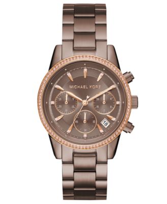 Michael Kors - Women's Chronograph Ritz Sable Stainless Steel Bracelet Watch 37mm