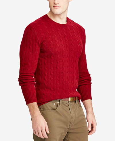 Polo Ralph Lauren Men's Cable-Knit Wool and Cashmere Blend Sweater ...