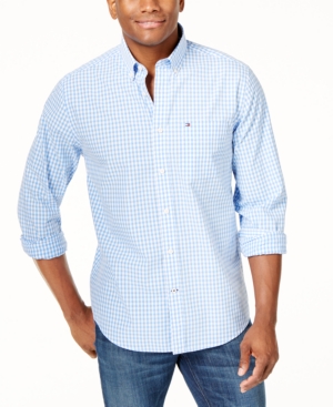 TOMMY HILFIGER MEN'S LONG-SLEEVE TWAIN GINGHAM CHECK CLASSIC FIT SHIRT