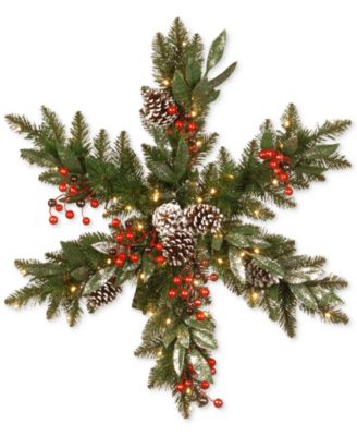 National Tree Company 32" Frosted Pine Berry Snowflake With 35 Warm ...