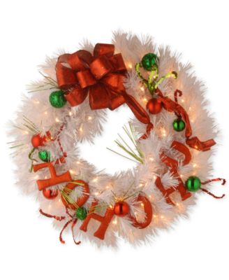 National Tree Company - 24" Decorative Collection Ho Ho Ho Wreath With 50 Battery-Operated LED Lights