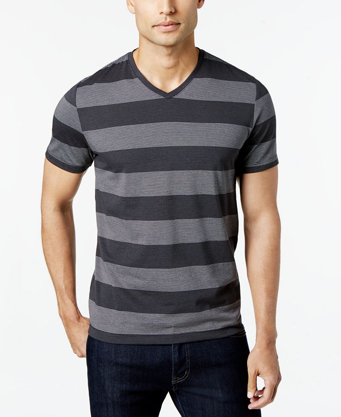 Alfani Men's Wide Striped V-Neck T-Shirt, Created for Macy's - Macy's
