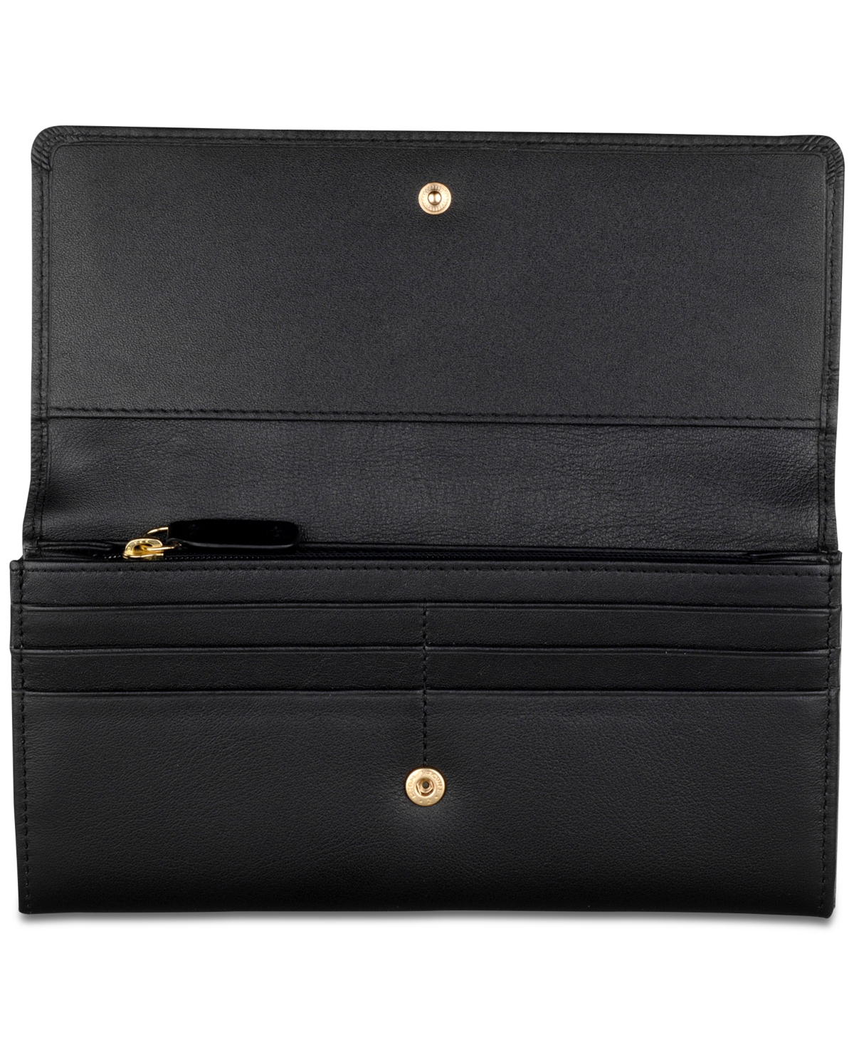 Shop Radley London Large Flapover Leather Wallet In Black,gold