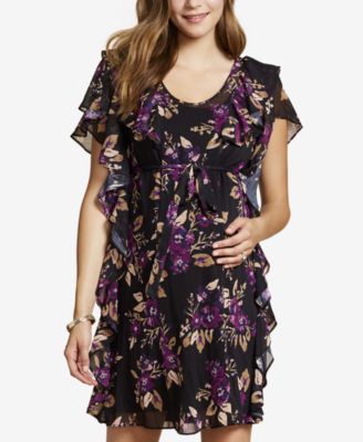 Jessica Simpson Maternity Ruffled Floral Print Dress Macy s