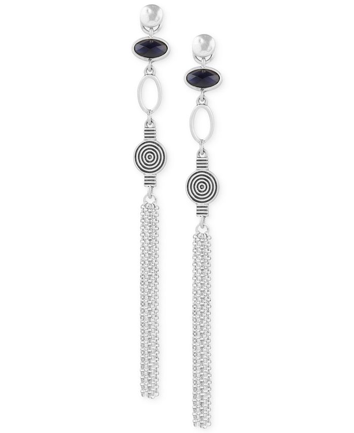 Lucky Brand SilverTone Reversible Stone Linear Drop Earrings, Created