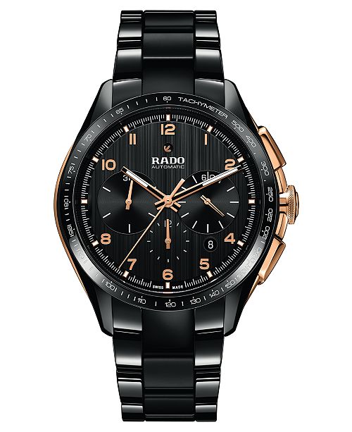 Rado Men S Swiss Automatic Chronograph Hyperchrome Black High Tech Ceramic Bracelet Watch 45mm Reviews All Fine Jewelry Jewelry Watches Macy S