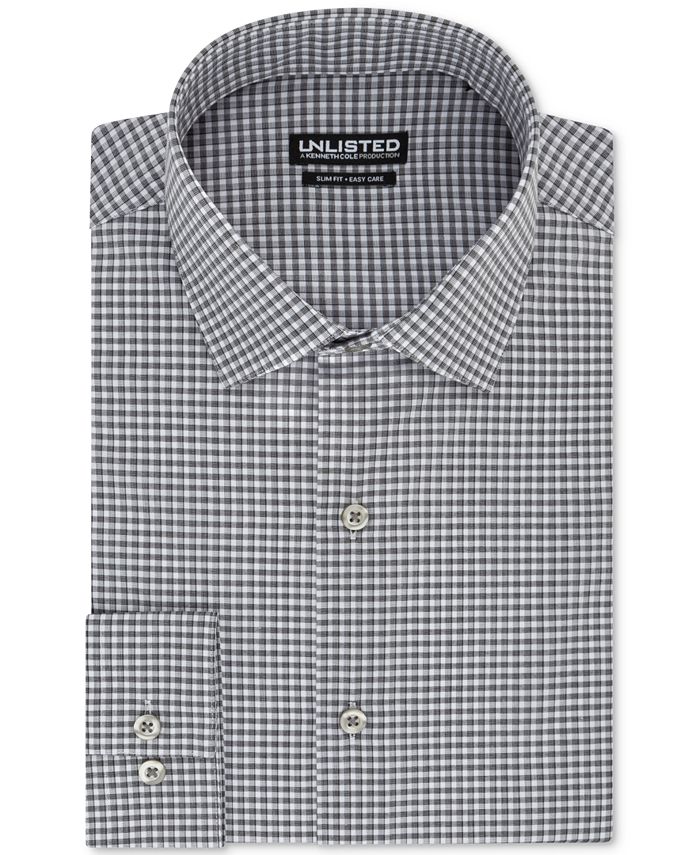 Kenneth Cole Unlisted Men's Slim-Fit Easy-Care Broadcloth Gingham Dress ...