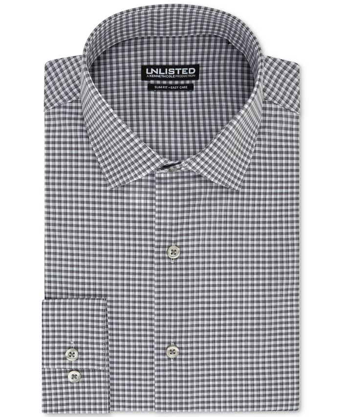 Kenneth Cole Unlisted Men's Dress Shirt – Slim Fit Patterned Button-Down, 14-14.5 Neck 32-33 Sleeve