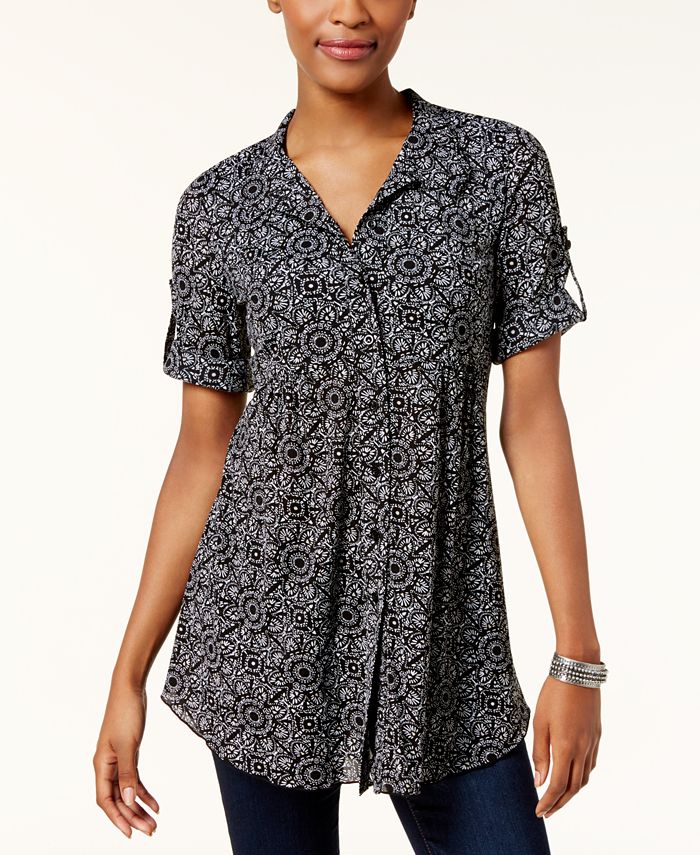 Style & Co Petite Mesh Utility Shirt, Created for Macy's & Reviews ...