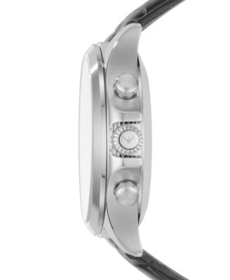 Emporio Armani Men's Connected Black Leather Strap Hybrid Smart Watch 43mm