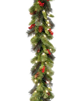 National Tree Company - 9' Crestwood Spruce Garland with 50 Soft White Lights