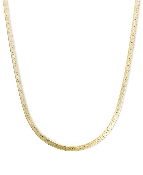 alfani Macy's 18" Flat Herringbone Chain Necklace (1-1/4mm) in 14k Gold Jewelry & Watches