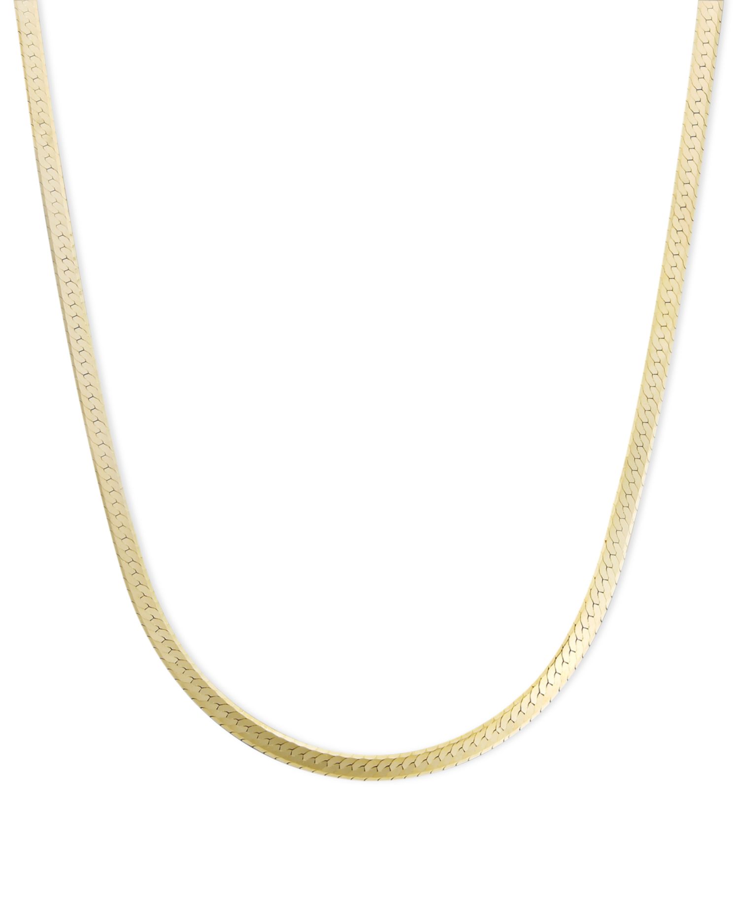 Flat Herringbone Chain Necklace (1-1/4mm) in 14k Yellow or White Gold