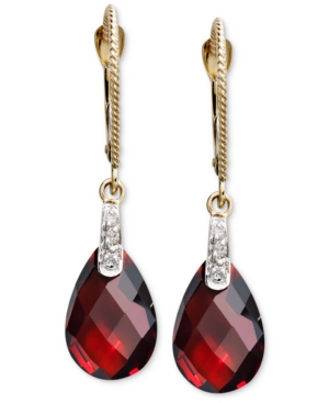 image of 14k Gold Earrings, Garnet (7-1/5 ct. t.w.) and Diamond Accent Brio Drop