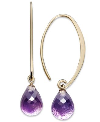 Citrine Long Hoop Earrings (6-1/2 ct. t.w.) in 14k Gold (Also Available in Amethyst, Blue Topaz, & Peridot)