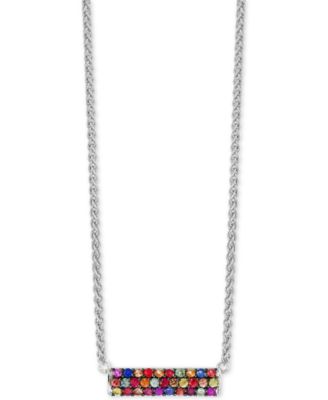 EFFY Collection - Multi-Sapphire Horizontal Bar Pendant Necklace (9/10 ct. t.w.) in Sterling Silver