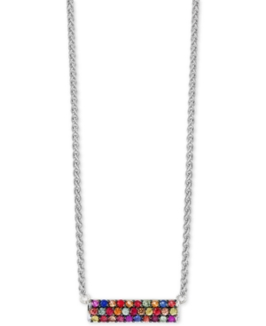 image of Final Call by Effy Multi-Sapphire Horizontal Bar Pendant Necklace (9/10 ct. t.w.) in Sterling Silver