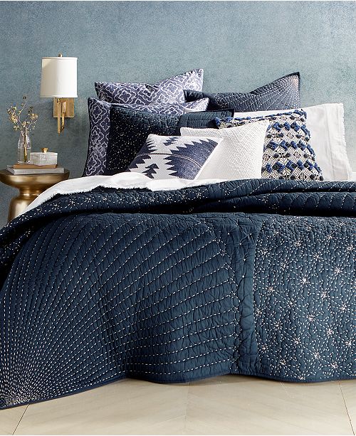Lucky Brand Closeout Sashiko Navy King Quilt Created For Macy S