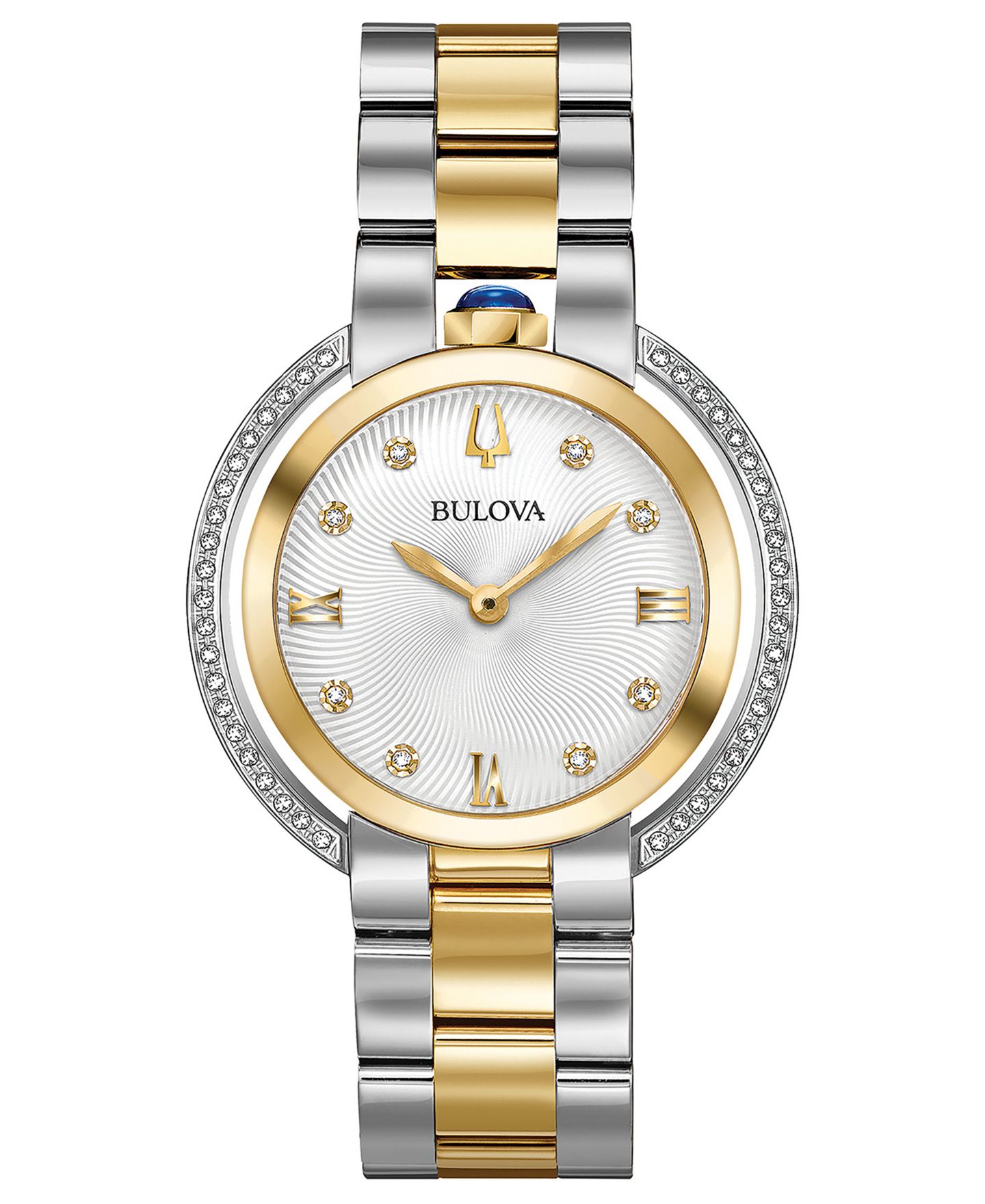 Женские часы Bulova Rubaiyat Diamond (1/4 ct. t.w.) Two-Tone Stainless Steel Bracelet Watch 35mm — фото 1