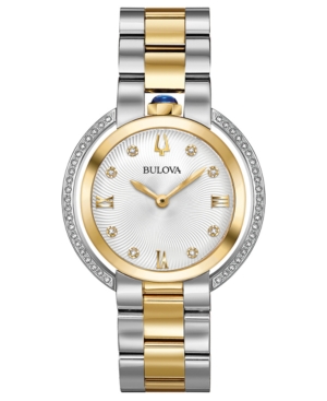 image of Bulova Women-s Rubaiyat Diamond (1/4 ct. t.w.) Two-Tone Stainless Steel Bracelet Watch 35mm