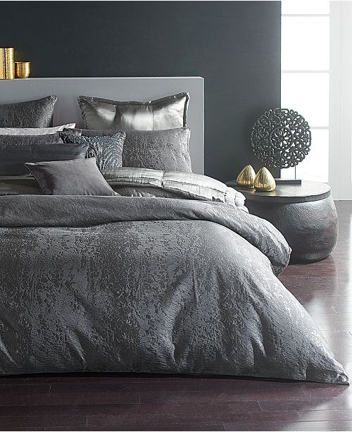 Donna Karan Home Moonscape Reversible Textured Jacquard Charcoal