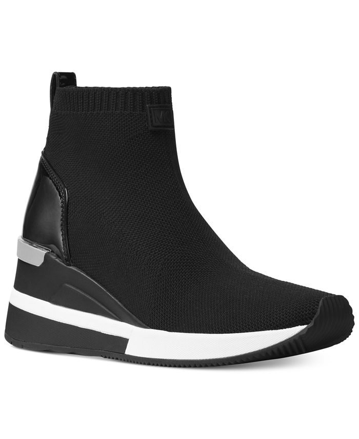Michael Kors Skyler Wedge Bootie Sock Sneakers - Macy's
