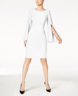 Calvin Klein Split Bell-Sleeve Scuba Dress - Dresses - Women - Macy&#39;s