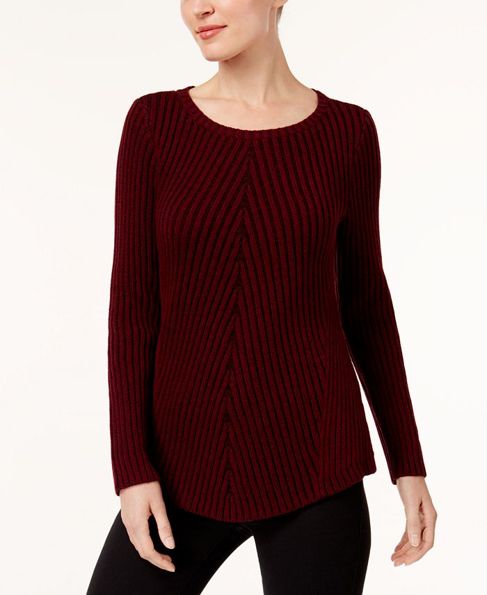 Style & Co Petite Chevron Ribbed Sweater, Created for Macy's - Macy's