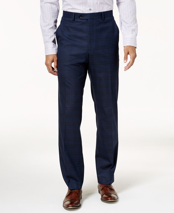 Alfani Men's Traveler Slim-Fit Stretch Navy Checkered Pants, Created ...