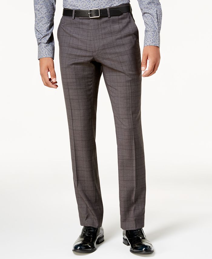 Nick Graham Men's Slim-Fit Stretch Charcoal Glen Plaid Suit - Macy's