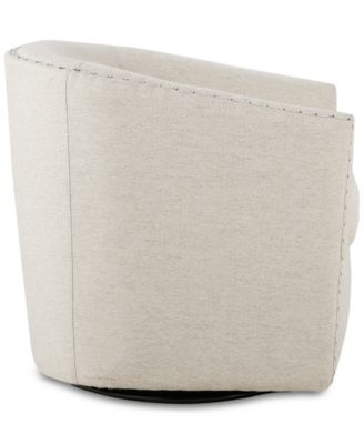 Tyler 30.5"H Upholstered Swivel Barrel Chair with Nailheads